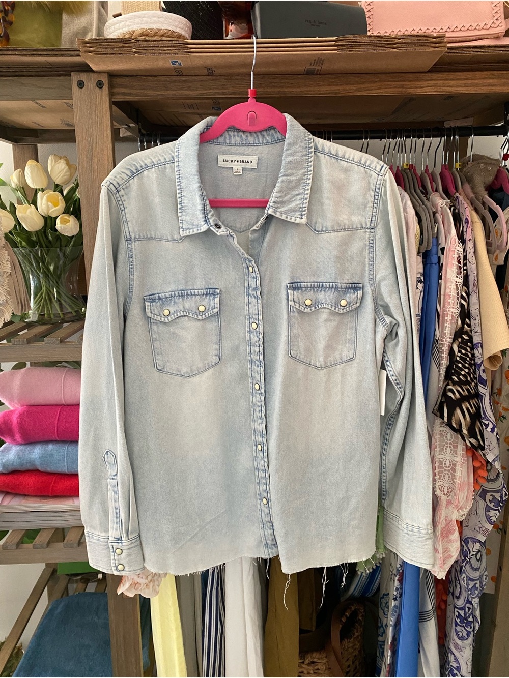 Light Wash Denim Button-Up Shirt